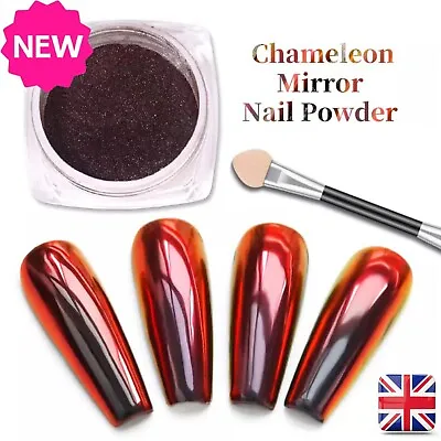 Buy Red To Black Chameleon Chrome Powder Duo Mirror Crystal Effect Hole Colour Shift • 4.30£
