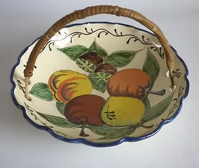 Buy Vintage Puigdemont Studio Pottery Fruit Bowl With Cane Handle Spain • 39.99£