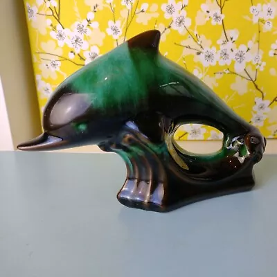 Buy Vintage Blue Mountain Pottery Dolphin Ornament Figurine Green Glazed Canada 7.5  • 7.99£