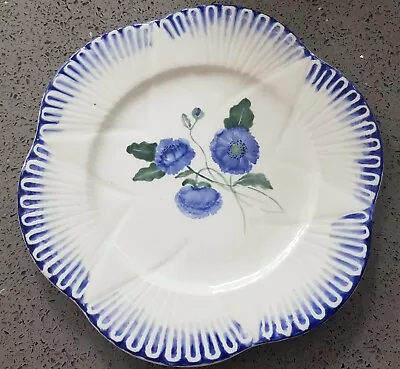 Buy Rare Early 1900s Shelley Side Plate - Hand Painted Blue Flowers,  Raised Petals • 3.99£