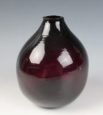 Buy Antique Free Blown Amethyst Glass Bottle Vase Globular Vessel Purple Globe • 22.01£