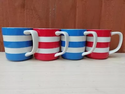Buy T.g.cornishware Blue & Red Striped Mugs X4 • 34.99£