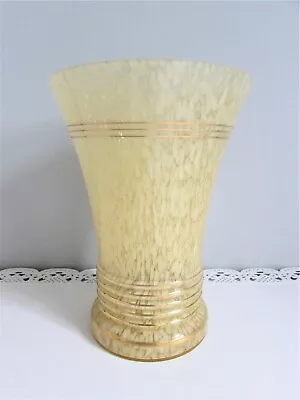Buy French Mid Century Vianne VV Large Hand Blown Mottled Art Glass Vase Gold 20cm • 20£