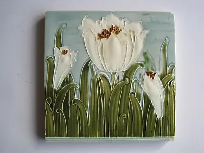 Buy Antique 6  Moulded & Majolica Glazed Flaxman Tile - J.w.wade C1891-1904 #967'2 • 35£