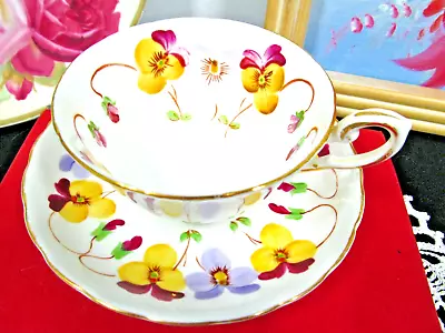 Buy TUSCAN Cup And Saucer Painted Pansy Pattern Teacup England 1940s • 22.84£