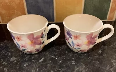 Buy 2 Fine China Mugs By Tesco White Floral • 8£