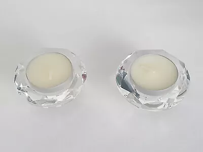 Buy Clear Cut Glass Round Tealight Holders, Tealight Candle Holders • 16£