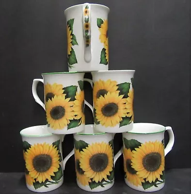 Buy Set Of 8/6/4/2/1 Mugs Sunflower Fine Bone China  Mugs Castle Shape 10oz • 10.99£