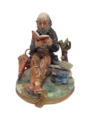 Buy Capodimonte Milio Large Figurine Old Man Reading Book On Bench  • 6.99£