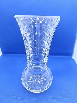 Buy Beautiful Vintage Thick & Heavy Crystal Cut Glass Tapered Flower Vase • 12£