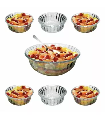 Buy 7 Piece Round Glass Bowls Set Fruit Triffle Salad Bowls Trifle Dessert Ice Cream • 14.95£