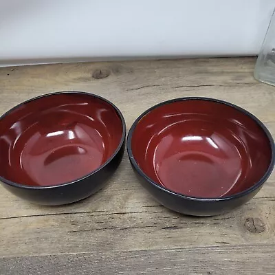 Buy Set Of 2 Black Serving Bowl With Red Inside Unique Dinnerware • 4.99£