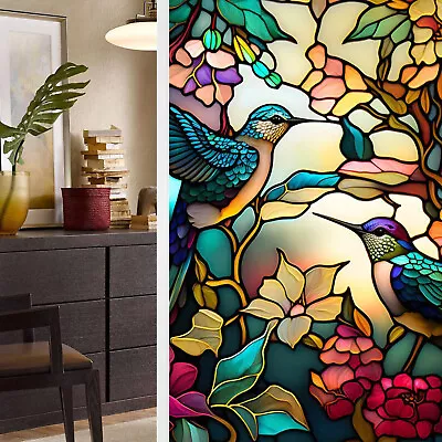 Buy 3D Privacy Static Cling Frosted Stained Window Film Flower Birds Glass Sticker • 10.99£