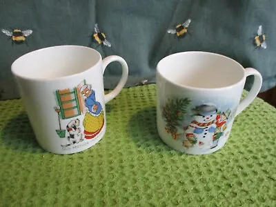 Buy Children's China Cups X 2 Vintage Old Mother Hubbard & Snow Scene  • 4.99£