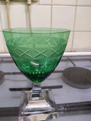 Buy Victorian Flash Cut To Green Crystal Wine Glass • 5£
