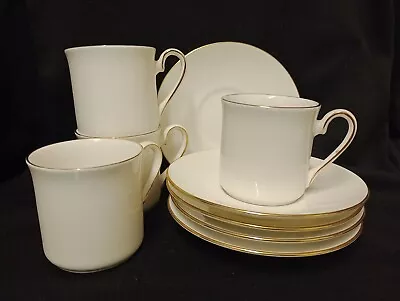 Buy Set Of 4 White And Gold Queens China Coffee Cups & Saucers. Excellent Condition  • 14£