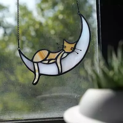 Buy Handcrafted Stained Glass Window Hanging Hangings Decorative Hanging Cat Decor • 7.98£