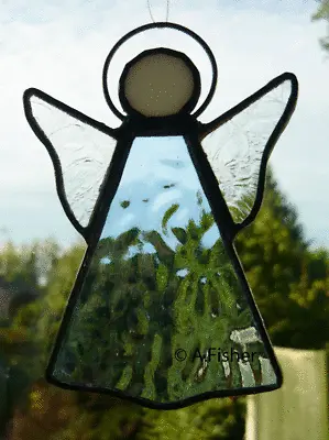 Buy Stained Glass Angel - Handmade - Pale Blue - Suncatcher - NEW - 10.5cms (4ins)H • 7.25£