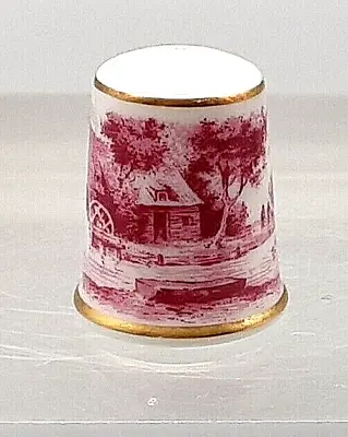 Buy Vintage Kaiser Porcelain Thimble - Pink Watermill Printed Design - West Germany • 4£