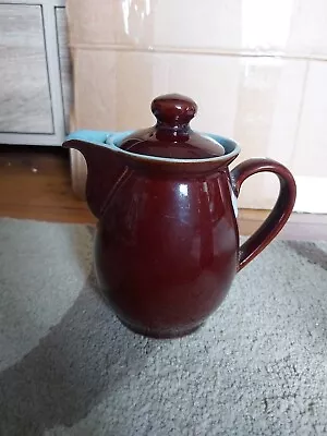 Buy Vintage Denby Stoneware Small 1 Pint Brown & Blue Tea / Coffee Lidded Jug • 5.99£