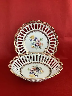 Buy Pair Of Mid 20th Century Dresden China Pierced Bowls • 36£