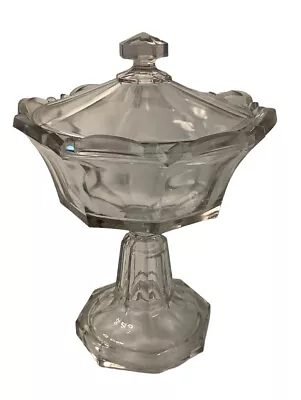Buy Vintage Pressed Glass Compote With Lid 9.5  Tall Scalloped Edge • 80.76£