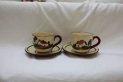Buy Dartmouth Pottery Motto Ware Tea Cups & Saucers X 2 8920d • 5.99£