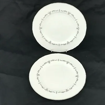 Buy Royal Worcester China Silver Chantilly 8  Salad Side Plate Pair 1963 • 9.99£