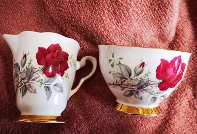 Buy Vintage Royal Stafford Bone China Roses To Remember Milk Jug & Sugar Bowl  • 9.99£