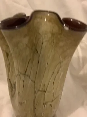 Buy Vintage Hand-Blown Art Glass Marble Handkerchief Vase, 26 Cm • 7.50£