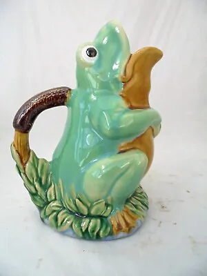 Buy Majolica Style Open Mouthed Pottery Frog Jug • 29£