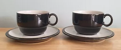 Buy 2 X Denby Everyday Black Pepper Cups And Saucers • 9.99£