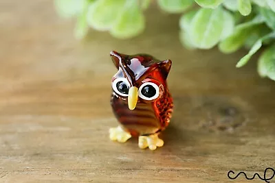 Buy Handmade Brown Little Glass Owl Gloss Garden Decor Ornament Gift Terrarium • 9.99£
