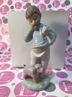 Buy NAO By LLADRO #1044 Boy On Phone With Teddy Bear & Puppy {MINT COND IN GIFT BOX} • 47.77£