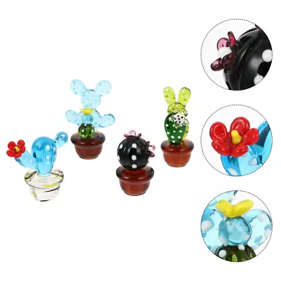 Buy  4 Pcs Cactus Ornament Crystal Figurines Decor For Home Accessories • 16.98£