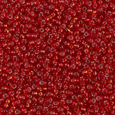 Buy 24g MIYUKI Round Seed Beads - 11/0 2mm - Silver Lined Ruby Red (11) - S0076 • 5.79£