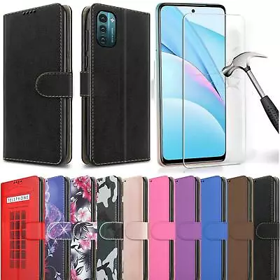 Buy For Nokia G11 G21 Case, Slim Leather Wallet Stand Phone Cover + Tempered Glass • 5.95£