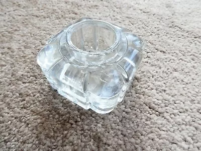 Buy Vintage Mid Century Clear Glass Ice Block Square Heavy Candle Holder 2 Way 7cm  • 3.99£