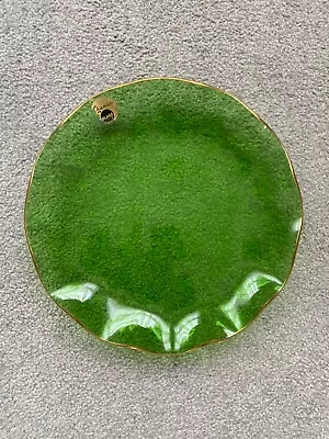 Buy ‘Chance’ Vintage Green Glass Plate Gold Rim D - 21 Cm VGC • 12£