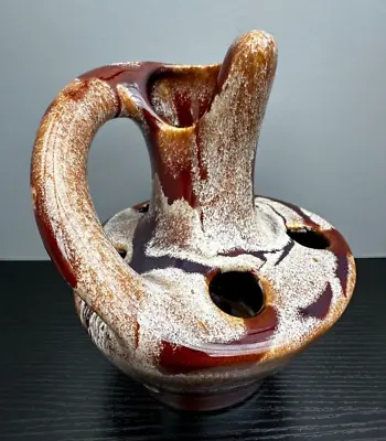 Buy Vintage Kad Yad Abstract Ceramic Brown Glazed Pottery VASE From Israel Labelled • 39.95£
