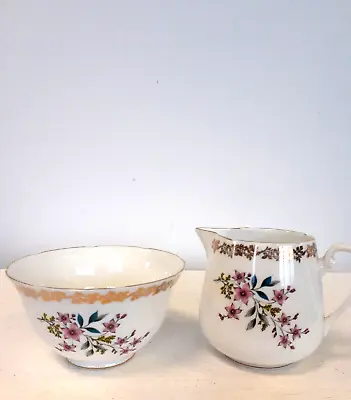 Buy Royal Grafton Floral Bone China Gold Rim Sugar Bowl Creamer Set • 16£
