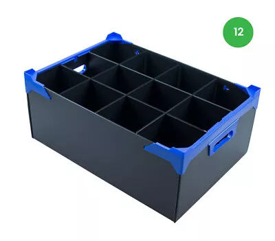 Buy Glassware Storage Boxes Totes Crates Glassjacks - Black - Various Sizes  • 28.12£
