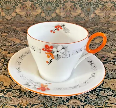 Buy Shelley Orange Flowers 12583 Oxford Shape Teacup And Saucer • 12£