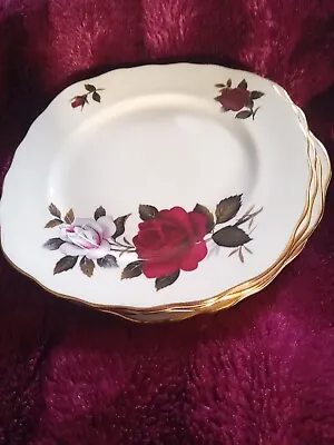 Buy COLCLOUGH AMORETTA SIDE PLATE BONE CHINA  RED & PINK ROSES Set Of 5 • 5£