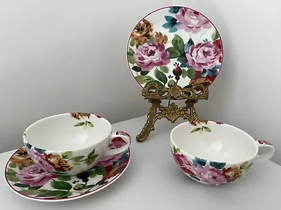 Buy M&S Marks And Spencer Elizabeth China Tea Cups And Saucers Pair Set Two - Set 2 • 25£