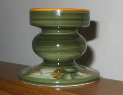 Buy Vintage JERSEY POTTERY HAND PAINTED CANDLESTICK/ HOLDER Green  BERRY DESIGN • 9.99£