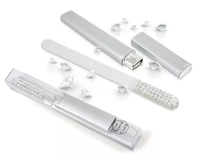 Buy Silver Glass Nail File With Swarovski Crystals With Carry Case • 8.95£
