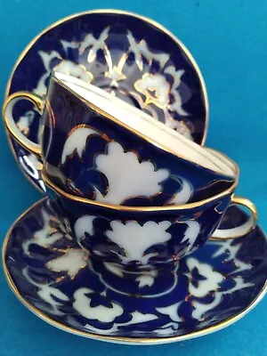 Buy Lot Of 2 Lomonosov Porcelain Tea Cup Saucer Sets Russian Design Pakhta Pattern • 47.94£