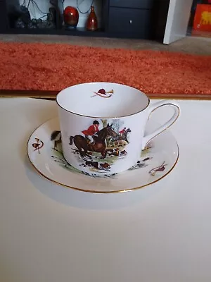 Buy Wedgwood Royal Tuscan  Coffee Can And Saucer Decorated With A Foxhunting Pack • 15£
