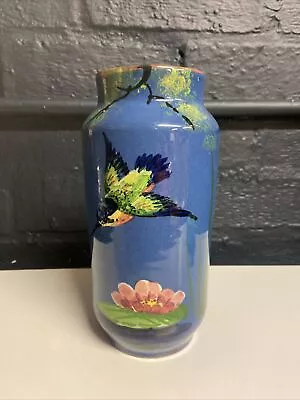Buy Vintage Torquay Pottery Hummingbird Blue Floral Vase B101 • 24.99£